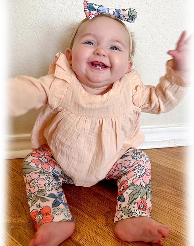 HINTINA Infant Baby Girl Long Sleeve Fall Winter Outfits With Headband