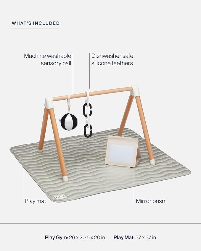 Lalo Baby Gym & Playmat for Babies and Toddlers - Eco-Friendly Sage Playmat - Baby Gym & Accessories is Easy to Assemble & Clean - Go from Tummy Time to Story Time