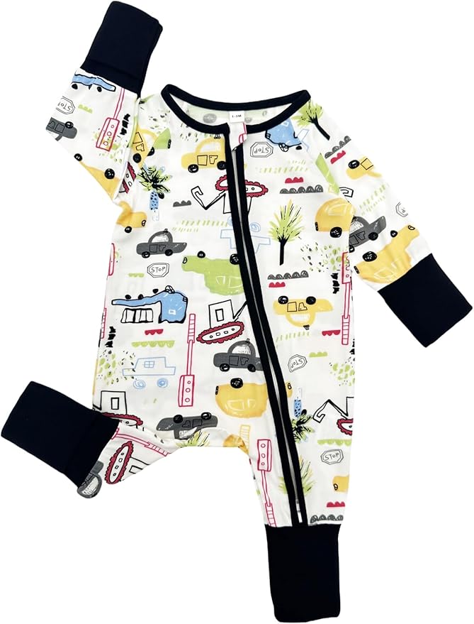 Bow Dream Bamboo Rayon Baby Boy Romper Footed Long Sleeve Footies Newborn Girl Clothes Footless with Zipper and Mitten Cuffs