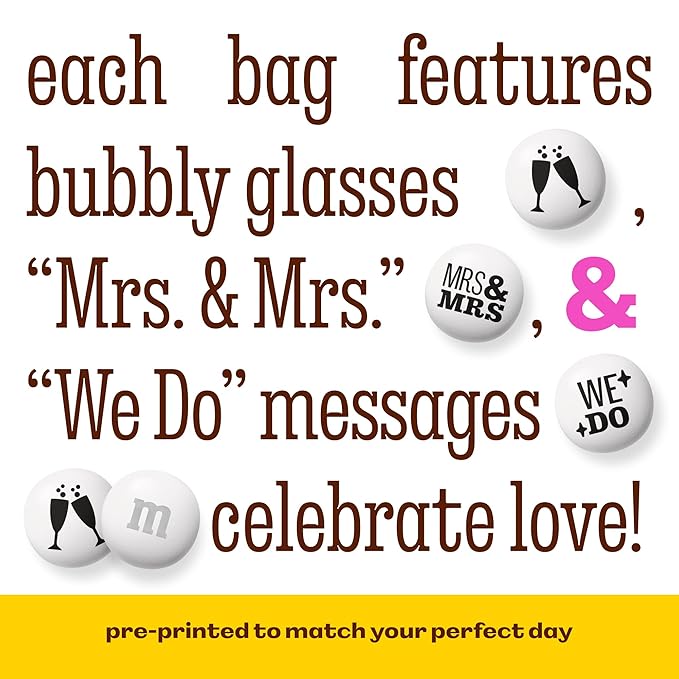 M&M’S WORLD “Mrs. and Mrs.” Milk Chocolate Candy, 5 lbs Bulk Candy for Wedding Decorations, Unique Favors, or Cake Topper
