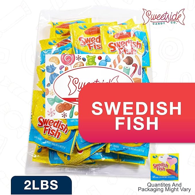 Candy in Bulk SwedishFish Soft & Chewy Fun Size Sharing Bag - Original Sweet & Chewy Red Fish Candy Individually Wrapped Treats, Movie Theater Candy, Office Desk and Reception, and Party Bags, 2lb