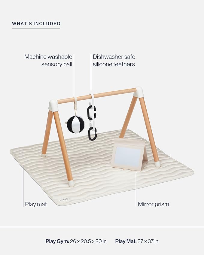 Lalo Baby Gym & Playmat for Babies and Toddlers - Eco-Friendly Oatmeal Playmat - Baby Gym & Accessories is Easy to Assemble & Clean - Go from Tummy Time to Story Time