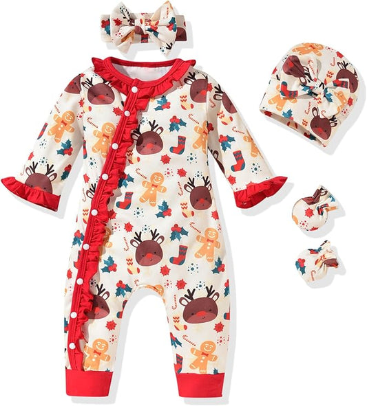 Aalizzwell Baby Girls Romper Outfit Fall Winter Clothes with Accessories