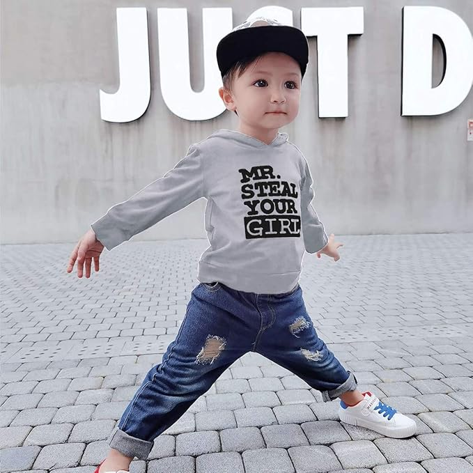 NZRVAWS Baby Boy Clothes Toddler Boy Outfit 2 3 4T 6 12 18 24 Month Fall Winter Hoodie Ripped Jeans Clothing