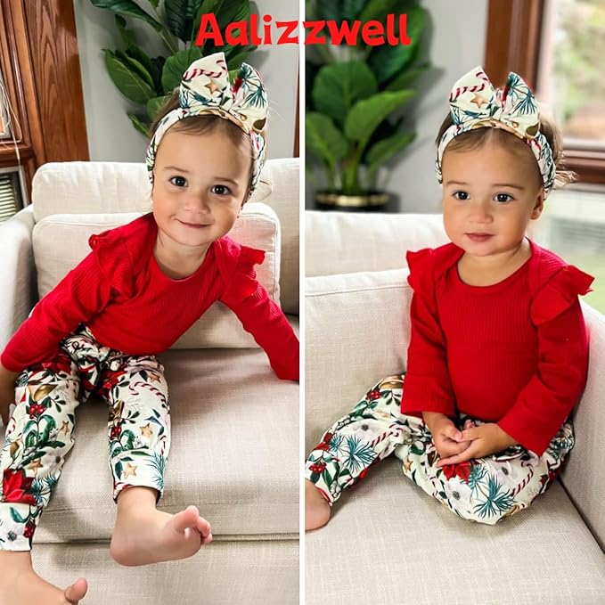 Aalizzwell Preemie Newborn Infant Baby Girls Clothes Ribbed Romper Bodysuit Pants Set Fall Winter Outfits
