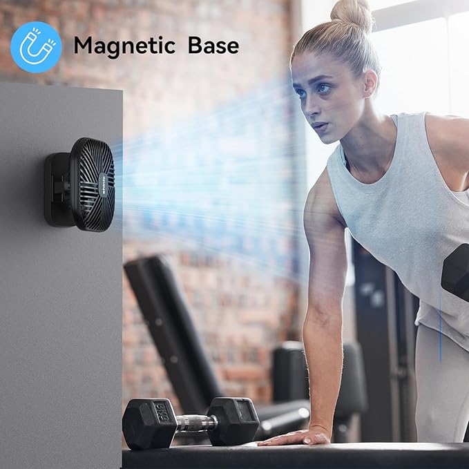 shinic 5 Inch Desk Fan - AA Battery Operated,Ultra-Quiet 6-Blade Table Fan with Timer, 3 Speeds, Adjustable Tilt for Bedroom, Office, Outdoor Travel (Black, No Batteries Included)