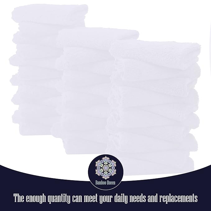 32 Pack Baby Washcloths - 10x10 Inch, Luxury Coral Fleece - Extra Absorbent and Soft Wash Clothes for Newborns, Infants and Toddlers - Suitable for Sensitive Skin and New Born - Baby Shower - White