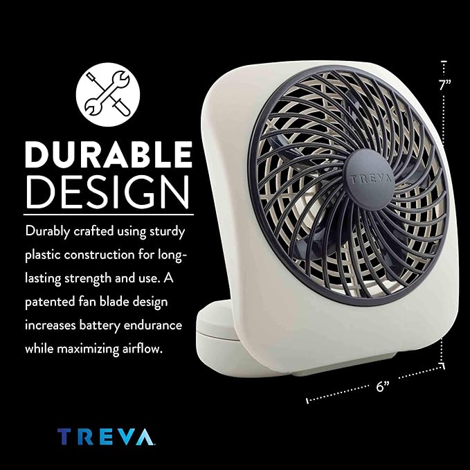 O2COOL Treva 5 Inch Battery Powered Fan Portable Desk Fan 2 Cooling Speeds with Compact Folding & Tilt Design Cubicle Accessories Small Portable 2 Pack (Grey)