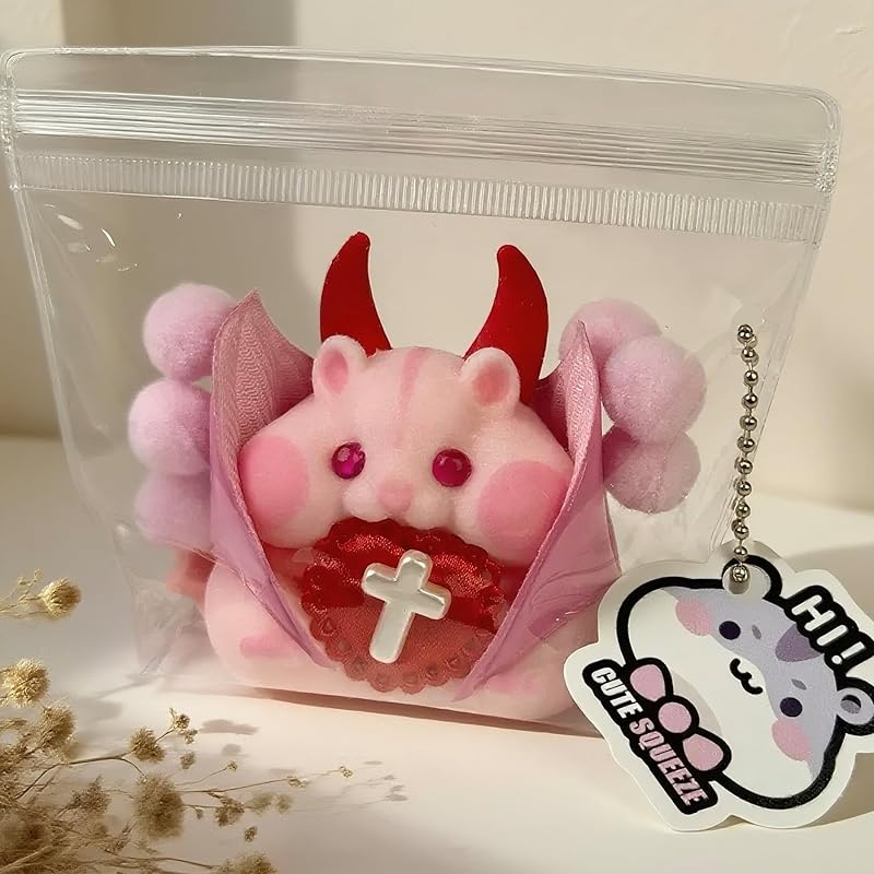 Handmade Taba Squishy Hamster Toy, Cute Squishy Hamster Fidget Toy, Realistic Hamster Toy, Soft Silicone Mochi Furry Toy, Stress Relief Gift for Adults & Kids, Halloween Decor((Pink Monster)