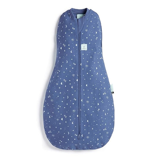 ergoPouch Cocoon Swaddle Sack 0.2 TOG - Baby Sleep Sack, Gentle Snug Fit Helps Calm Startle Reflex, Ideal for Arms In/Out Sleeping, Soft Breathable Fabric for Better Sleep (3-6 Months, Night Sky)