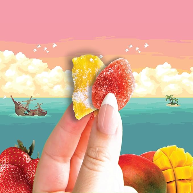 Final Boss Sour Candy, Chewy Dried Strawberry & Mango, 4 Pack, Level 2, Sour Fruit Chews with Real Dried Fruit, No Artificial Colors or Flavors, Low Calorie Snack for Kids, Teens, Adults & On The Go