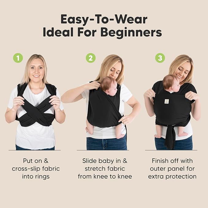 KeaBabies Baby Wrap Carrier Ring Sling - Easy to Wear, Adjustable D-Lite Baby Carrier Newborn to Toddler, Infant Carrying Shirt, Hands Free Bonding, Breathable Fabric Wearing Wrap (Midnight)