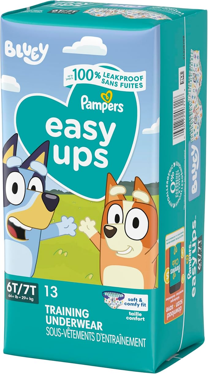 Pampers Training Pants - Easy Ups Boys & Girls Bluey - Size 6T-7T, 13 Count, Children's Potty Underwear