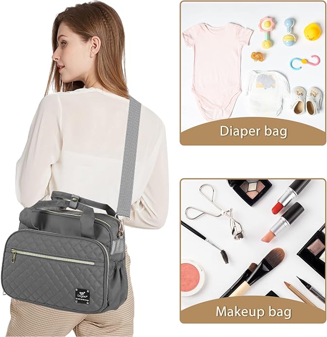 Crossbody Small Diaper Bag, Cute Mini Baby Diaper Tote Bags with Insulated Pockets for Traveling Outdoor Parent