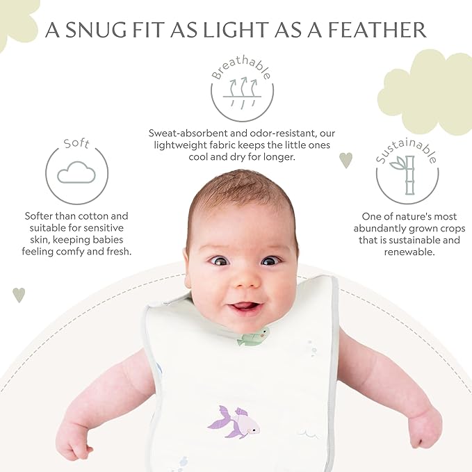 Bamboo Little Baby Bibs (Pack of 2) - Bibs with Adjustable Snaps- Absorbent Terry Backing