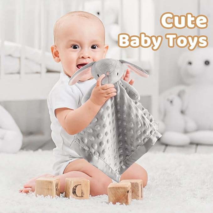 Pro Goleem Loveys for Babies - Soft Security Blanket Baby Snuggle Toy Newborn Stuffed Animals Baby Gifts for Boys and Girls, Grey Bunny 16 Inch
