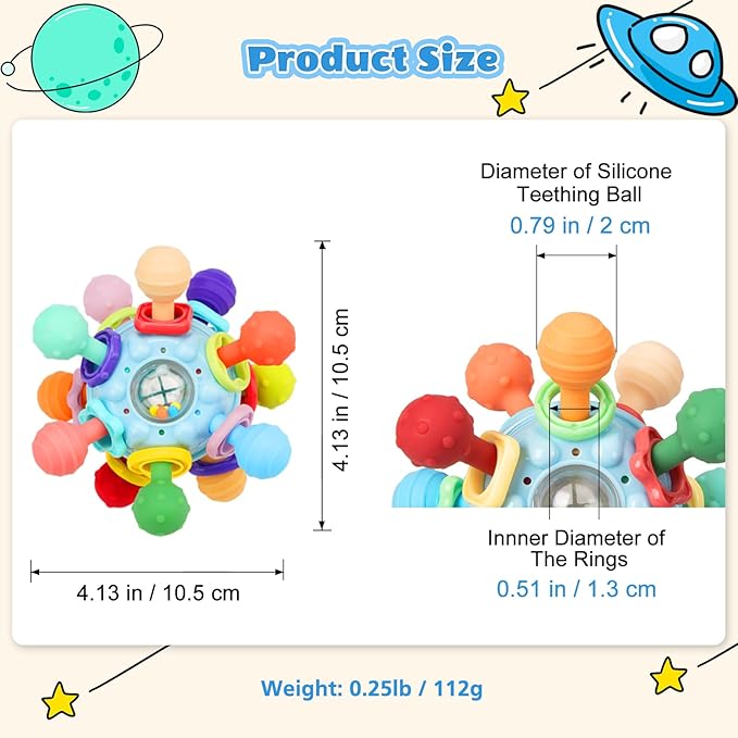 2 Pack Baby Teething Toys for 0-6 6-12 Months, BPA-Free Chew Teether Toys for Teething Pain Relief, Infant Sensory Rattles Toys, Gifts for Newborn Boys Girls 0 3 6 9 12 18 Months