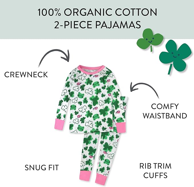 HonestBaby unisex-baby Celebration 2-piece Pajamas Sleepwear Pjs 100% Organic Cotton for Baby, Toddler, Kids