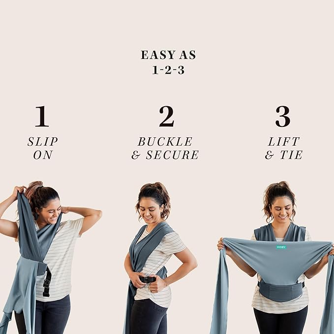 Moby Baby Wrap Carrier Easy-Wrap for Newborns to Toddlers (8-33lbs), Infant Sling Carrier, Lightweight & Hands Free Design for Mom and Dad, Adjustable for All Body Types (Sea Spray Blue)