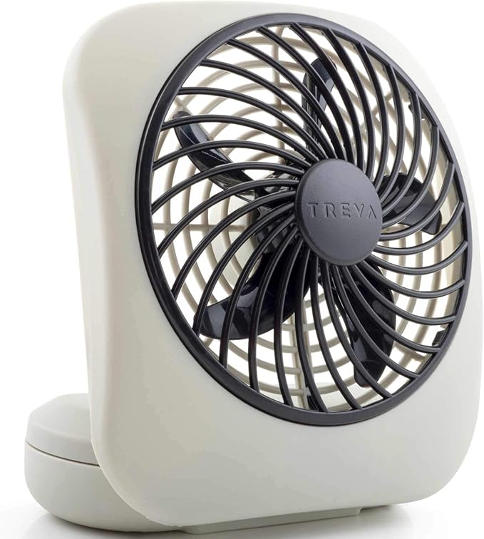 O2COOL Treva 5 Inch Battery Powered Fan Portable Desk Fan 2 Cooling Speeds with Compact Folding & Tilt Design Cubicle Accessories Small Portable (Grey)