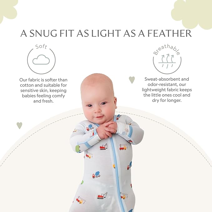 Bamboo Little Soft Baby Footie Pajamas, Baby Clothes, Newborn Sleepers, 95% Viscose and 5% Spandex, 0-24 Months