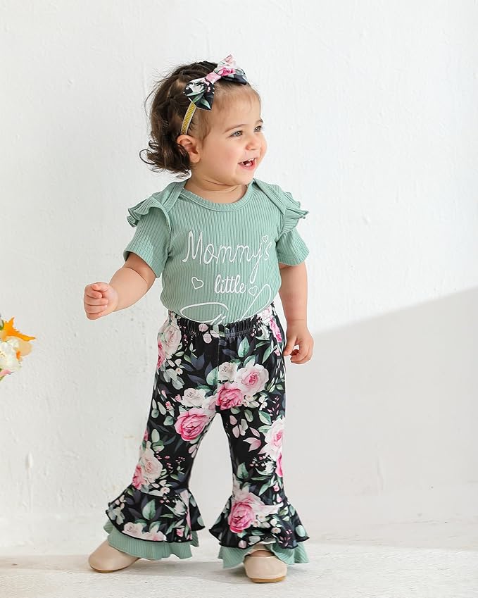 Infant Baby Girl Clothes Newborn Girl Outfit Long Sleeve Romper Pants Set Cute Baby Clothes for Girls Fall/Winter