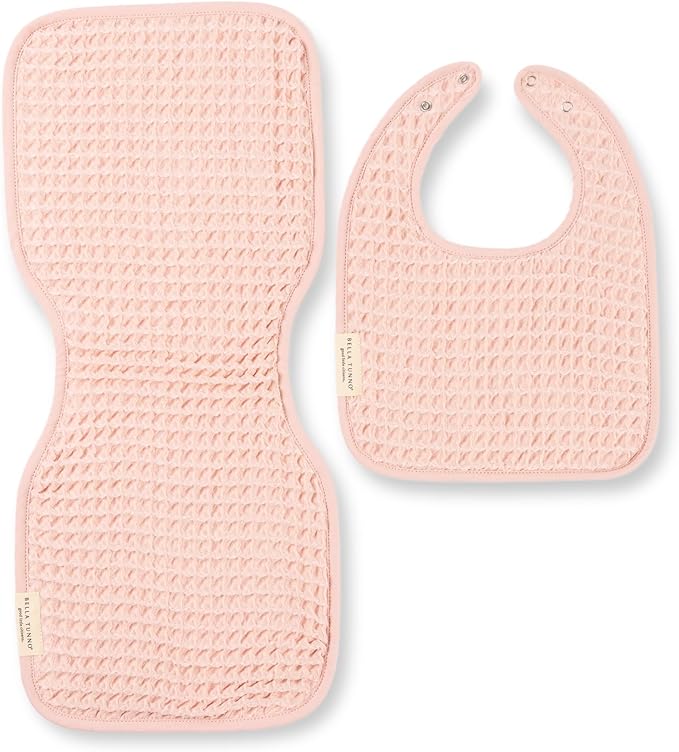 Bella Tunno Baby Bibs and Burp Cloths Set – Reversible Drool Bibs and Soft Absorbent Newborn Burp Cloths, Oeko-TEX Certified (Blush)