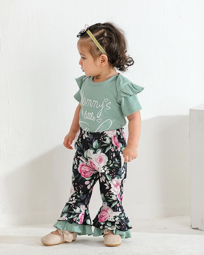 Infant Baby Girl Clothes Newborn Girl Outfit Long Sleeve Romper Pants Set Cute Baby Clothes for Girls Fall/Winter