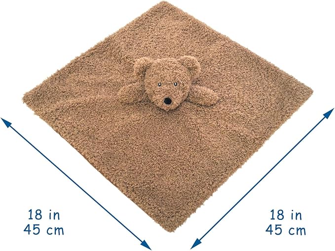 Baby Dark Brown Teddy Bear Soft Stuffed Animal Security Blanket, Plush Bear Character Lovey Blanket, Baby Shower/Nursery Gift, Newborn Infant Toddler Snuggle Blankie for Boys Girls, 18 Inches