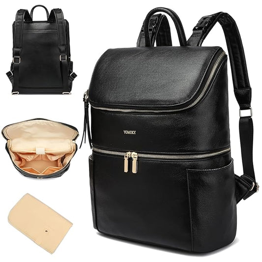 Leather Diaper Bag Backpack for Boy Girl Twins, Toddler Diaper Bag with Multiple Pockets, Cooler Compartment