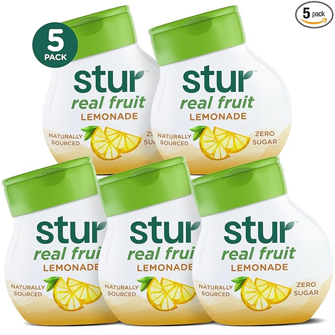 Stur Liquid Water Enhancer | Lemonade | Naturally Sweetened | High in Vitamin C & Antioxidants | Sugar Free | Zero Calories | Keto | Vegan | 5 Bottles, Makes 120 Drinks
