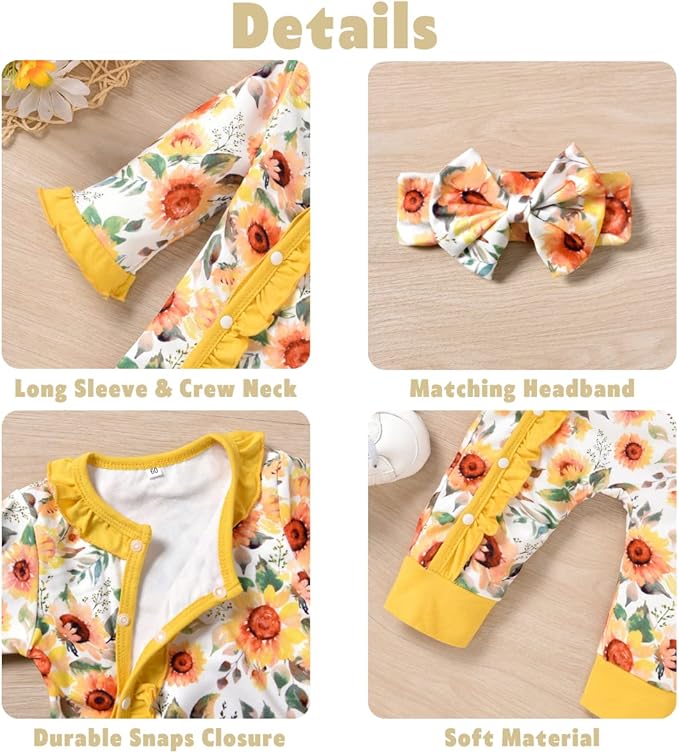 Aalizzwell Baby Girls Romper Outfit Fall Winter Clothes with Accessories