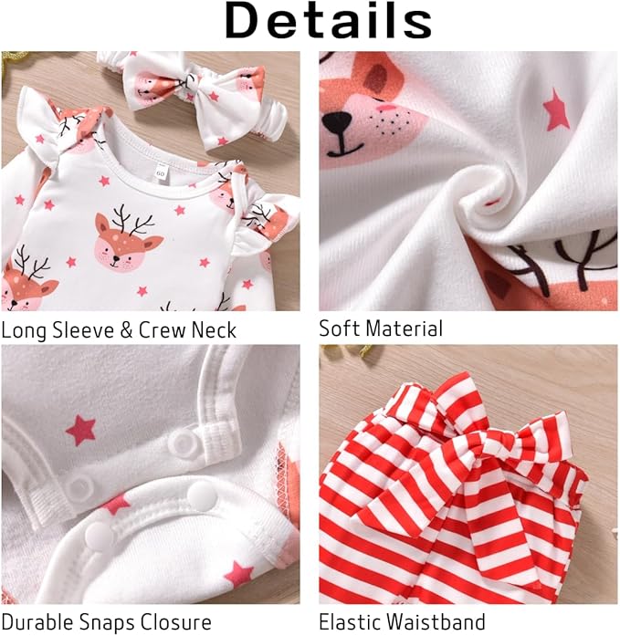 Aalizzwell Preemie Newborn Infant Baby Girls Clothes Ribbed Romper Bodysuit Pants Set Fall Winter Outfits