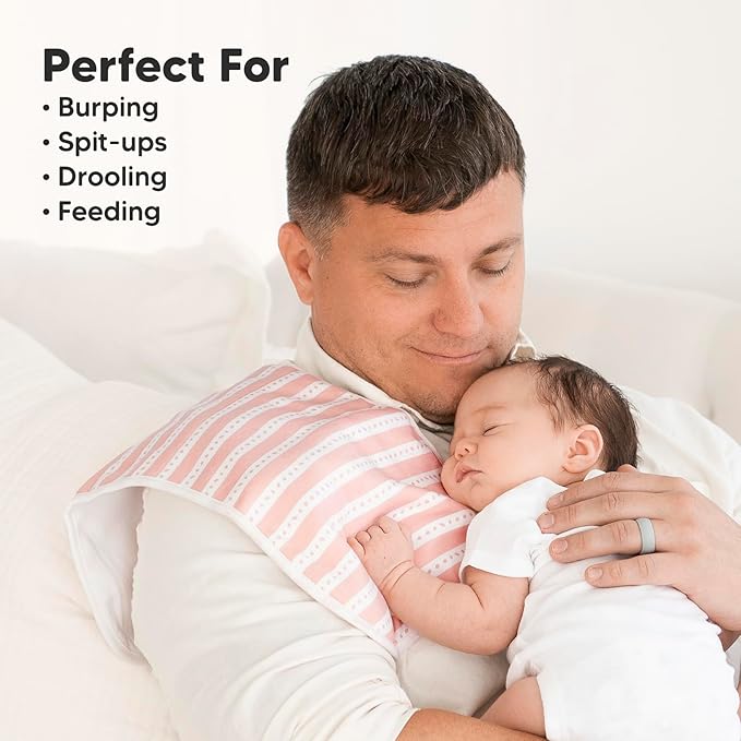 Organic Burp Cloths Baby Boy & Girl - 5-Pack Super Absorbent Cotton Burping Cloths for Babies, Soft & Plush Newborn Spit Up Rags, Infant Towels for Milk Spit Up, Unisex, Large 21" x 10" (Sweet Charm)