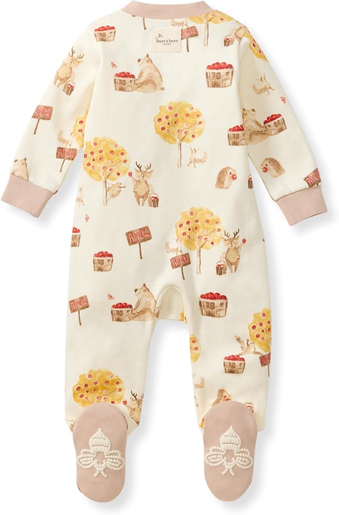 Burt's Bees Baby Baby Girls Pajamas, Zip Front Non-Slip Footed Sleeper Pjs, 100% Organic Cotton