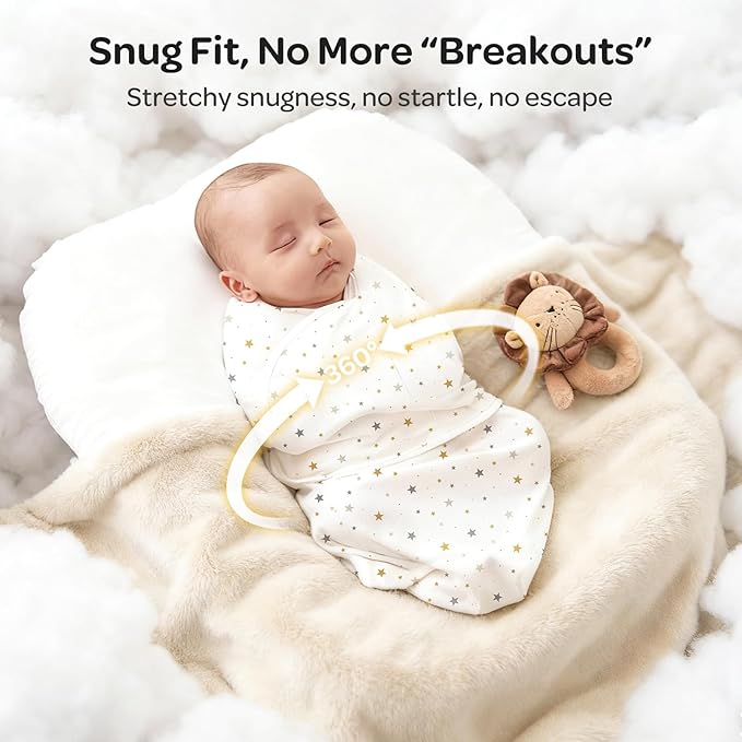 Momcozy Swaddles for Newborns, Quiet Fastner Suitable for Infant 0-3 Months, New-Parent-Friendly Swaddle Sack, Reduce Startle Reflex, Newborn Boys Girls Registry Essentials, 2-Pack, Wonder