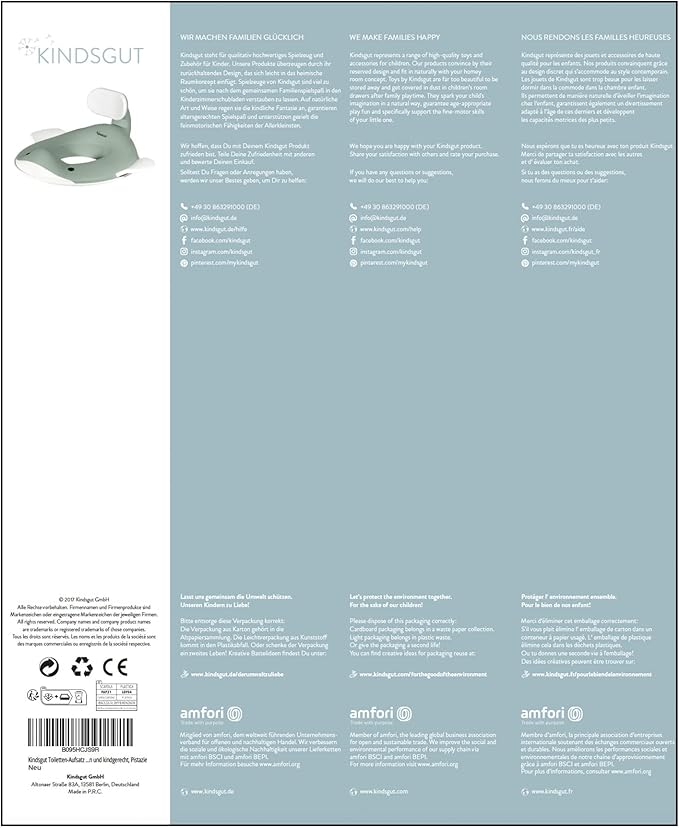 Kindsgut Potty Training Seat in whale design, designed in Germany, suitable for all toilet shapes non-slip toilet seat, Pistachio