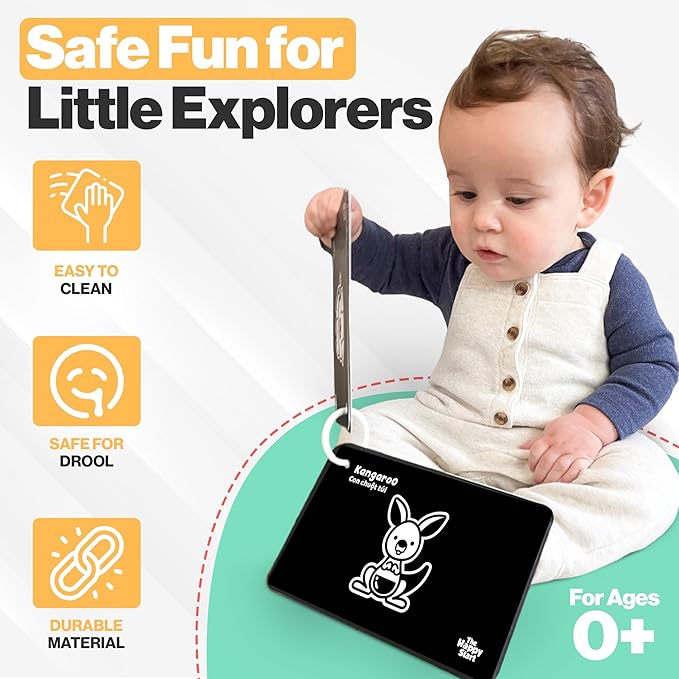 Happy Start High Contrast Baby Cards for Newborns - Black & White Cards, Water-Resistant, BPA-Free, Portable Educational Flashcards for Visual Stimulation, Award-Winning, Ages 0+(English & Vietnamese)