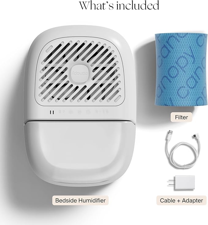 Canopy Bedside Humidifier 2.0, Moonstruck, 36 HR Run Time, 2.5L Capacity - Reading Light & White Noise - Alleviate Symptoms of Allergies, Cold, Dry Skin - Humidifier, Filter, Power Cord & Adapter
