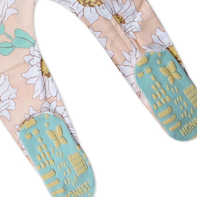 HonestBaby Non-Slip Footed Pajamas One-Piece Sleeper Zip-Front Pjs 100% Organic Cotton for Baby Girls