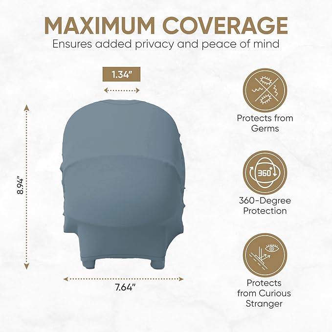 MOZAH Baby Multi-Use Cover: 9-in-1 Car Seat & More Covers - Nursing, Shopping Cart, High Chair - Blue Mirage