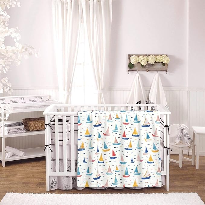 Baby Blanket Boats Childish for Boy Girl Newborn 30x40 Inch Toddler Infant Nursery Throw Blankets Double Layer Comfy Soft Plush Stroller Crib Quilt