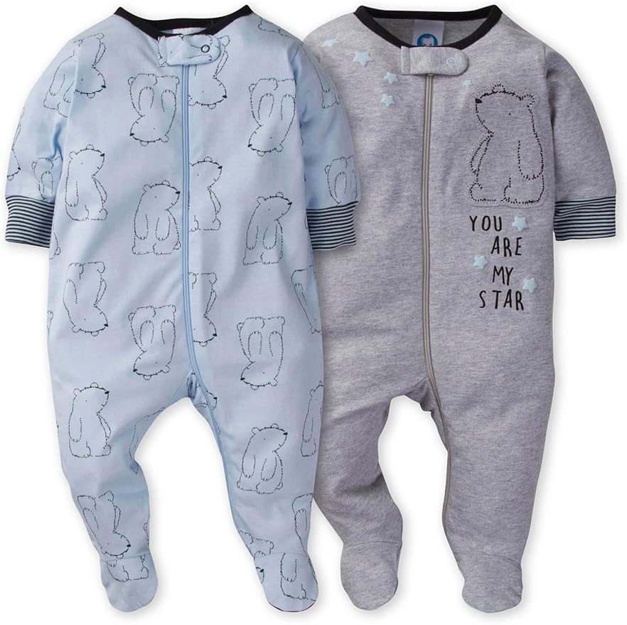 Gerber Baby Boys' 2-Pack Footed Pajamas