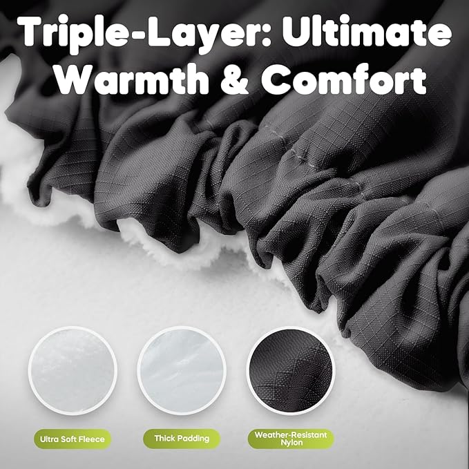Mamatepe Winter Baby Car Seat Cover, Rain and Snow Repellent, Windproof Warm Fleece Breathable with U Shape Zipper for Newborn Car Seat, Universal for Infant Car Seat, Black