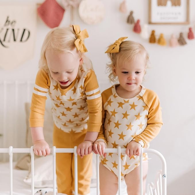 Babysoy Long Sleeve Unisex Lounge Set - Organic 2-Piece PJ Playwear Sets for Baby and Toddler