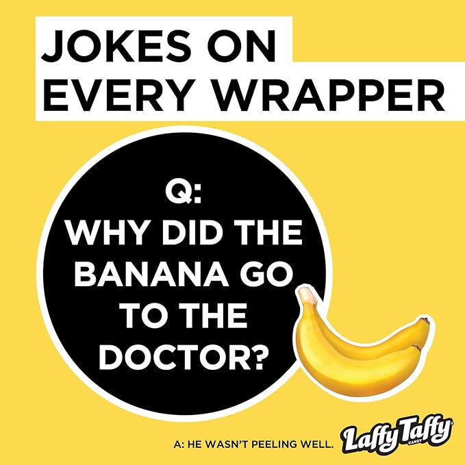 Laffy Taffy Candy, Stretchy & Tangy, Banana Flavor, 1.5 Ounce Bars (Pack of 48)