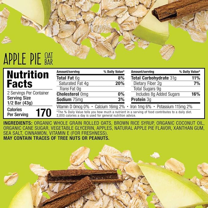 Bobo's Oat Bars, Apple Pie, 3 oz Bar (12 Pack), Gluten Free Whole Grain Snack and Breakfast Bar