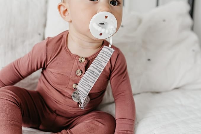 Copper Pearl Pacifier Clip 3-Pack: Premium Knit Binky Clips for Baby Girls and Boys - Stylish Stainless Steel Pacifier Holder Clip - Baby Pacifier Clips for No More Floor Drops - Zara