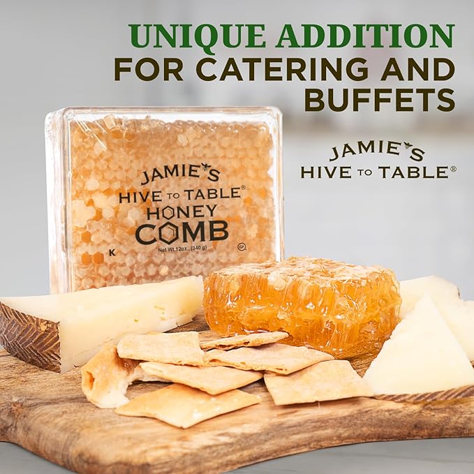 Jamie's Hive To Table 100% Raw Honeycomb, 72 Oz (Pack of 6) – All-Natural Pure Georgia Honeycomb – Fresh Georgia Honeycomb with Bee Pollen and Propolis, No Additives or Preservatives, Non-GMO