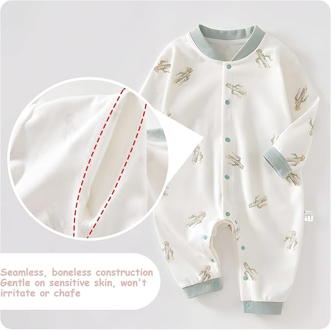 100% Organic Cotton Soft 3-24 Months Unisex Footless Newborn Baby Sleepers Pajamas Romper Boys Girls Long Sleeve